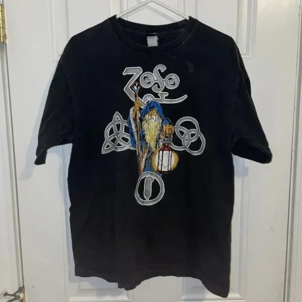 TeriH 80s Led Zeppelin Zoso T-Shirt Medium Rare Wizard Robert Plant Jimmy - Picture 1 of 4